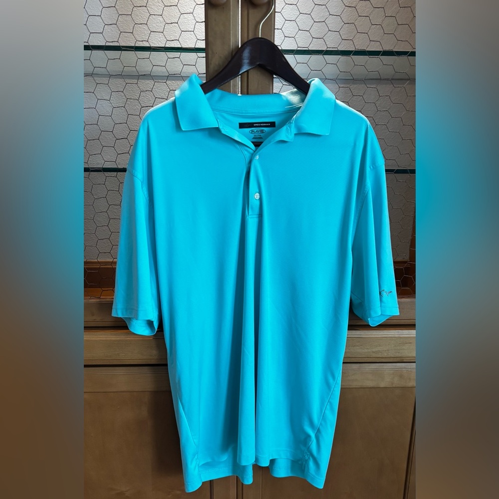 Greg Norman  Men's Golf Blue Polo Shirt